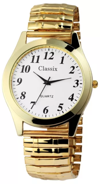 Classix Herrenuhr Zifferblatt Weiß Zugband goldfarbend SCL436