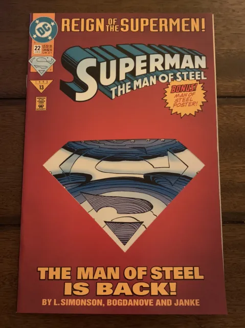DC Comics Superman The Man of Steel #22 1991 Steel Die Cut Cover VF/NM or better