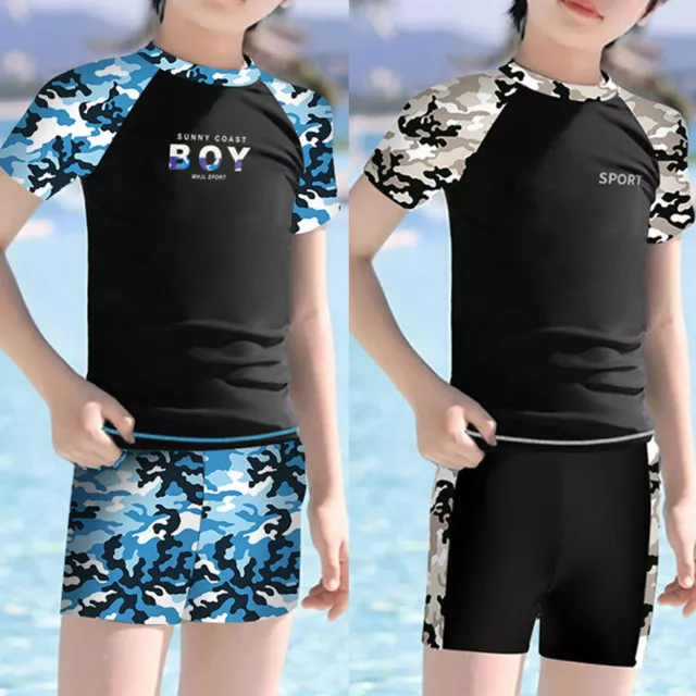 Kids Boy Short Sleeve Zipper Rash Guard Swimsuit Sun Protective UPF 50+ UV Shirt