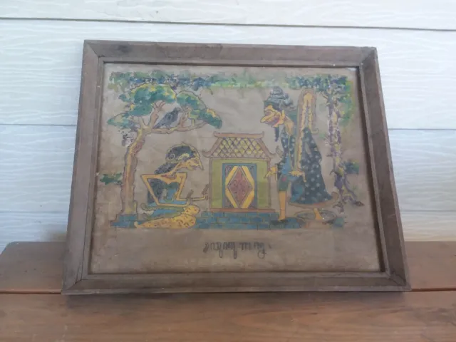 Awesome Antique Original Powdered Painting From Thailand On Reincarnation......l