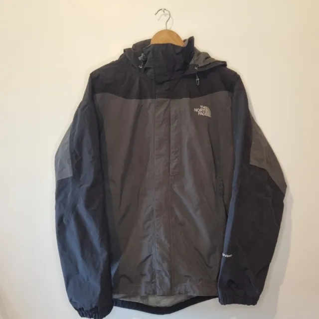 The North Face Waterproof Jacket Hyvent Black Grey Rain Coat Mens Large L