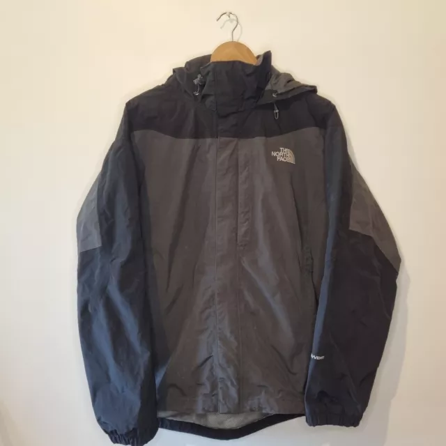 The North Face Waterproof Jacket Hyvent Black Grey Rain Coat Mens Large L