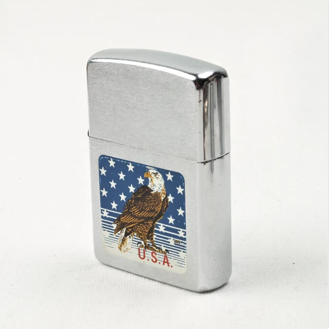 Zippo Lighter American Eagle 1989 Brushed Chrome USA