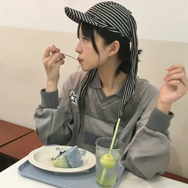 RABBIT LOP EAR Cap Cotton Heart Stripe Hat Bunny Ears Baseball Cap Girl ...