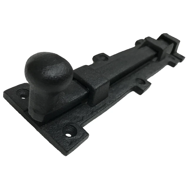 8" Black Wrought Iron Slide Door Bolt Latch Vintage Decorative