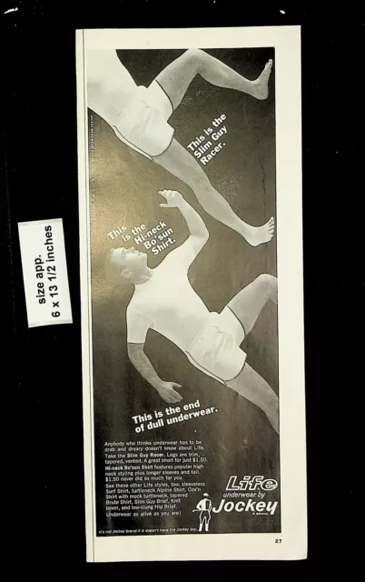 1967 JOCKEY UNDERWEAR: Slim Racer Guy Hi-Neck Bo Sun Vintage Print