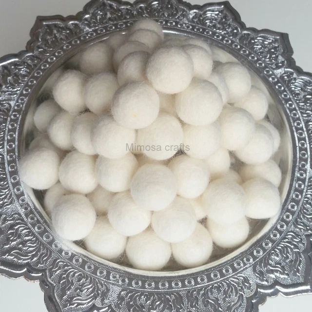 2cm White Color Felt Balls - Handmade Woollen Pompom Beads Home Decor DIY Crafts