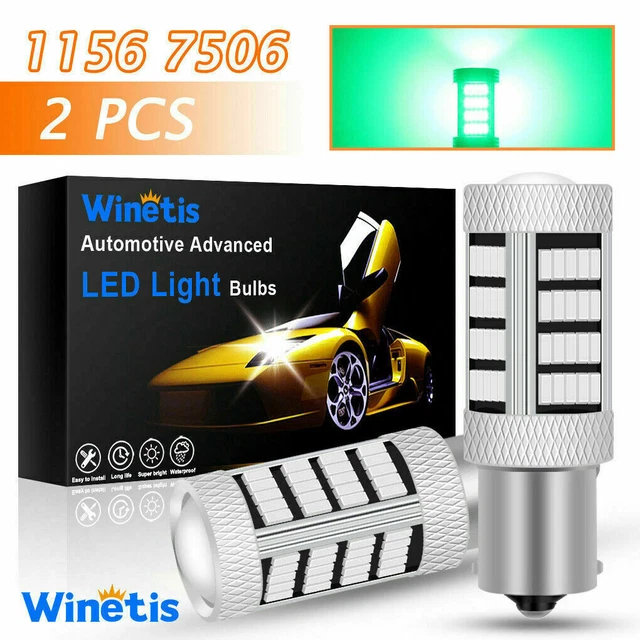 WINETIS 1156 BA15S LED Reverse Parking Brake Signal Light Bulb P21W Green 92SMD