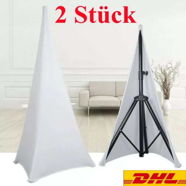 2 Stk Stativsegel DJ Segel Stativ Husse 2-Seitig 120-180 cm Tripod Cover Weiß DE