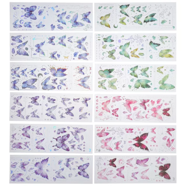 12 Sheets Scrapbooking Stickers Decorative Butterfly Stickers Butterfly Pattern