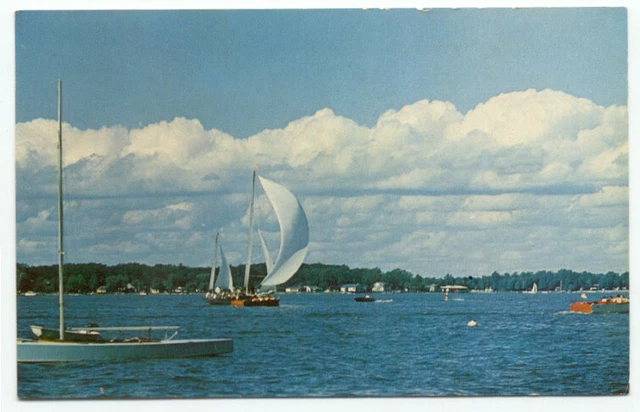 Holland MI Lake Macatawa Sail Boats c1959 Postcard Michigan