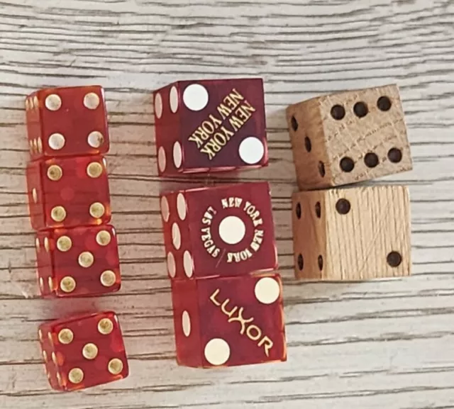 Vintage Dice Mixed Lot of 11  Casino, Wooden, Red