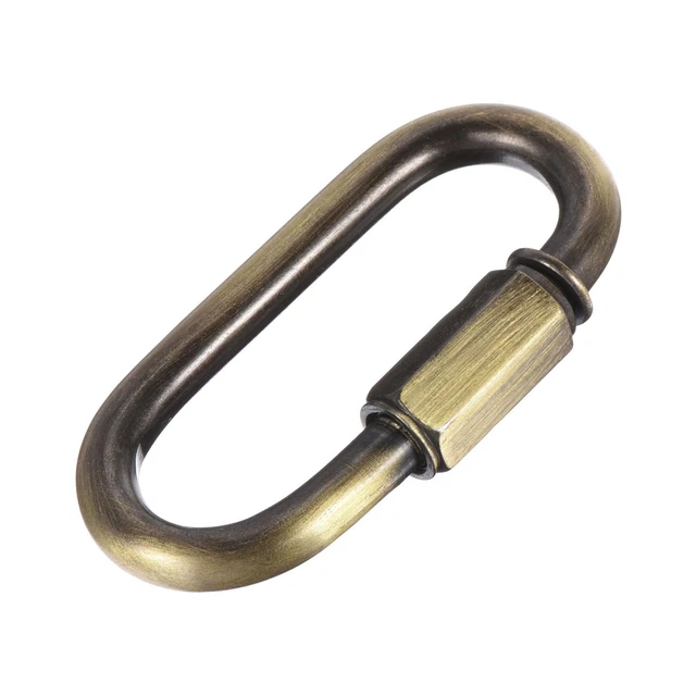 Cadena Conector, 6mm Grueso Enlace Tornillo Bloqueo Ovalado Clips Bronce 8pzs