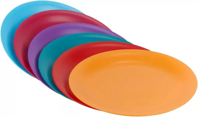 6 platos de plástico para cena de BPA reutilizables de color vajilla picnic fiesta barbacoa