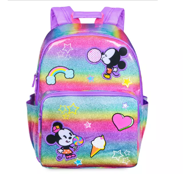 Disney Store Mickey & Minnie Mouse Rainbow Backpack  Back to School  Bag  New