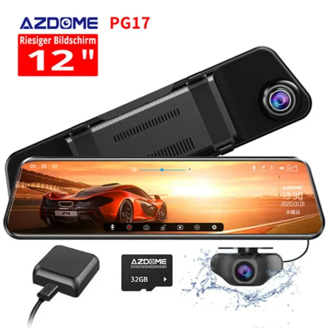 AZDOME 1080P HD Dual AutoKamera 10" Mirror Dashcam Streaming Medien berühren GPS