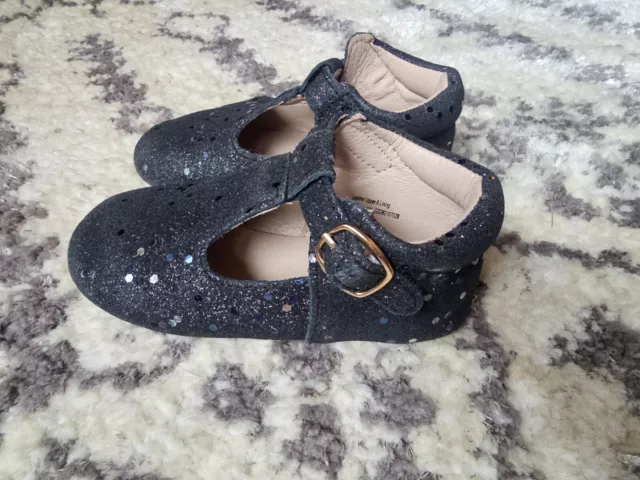 Monkey Feet Sequins Leather Baby Girl’s Shoes Sz 2-3 Years Toddler Soft SOLE