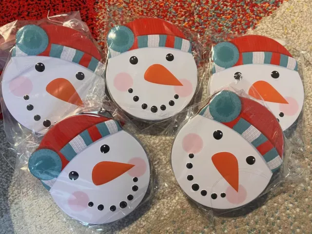 Empty! 5 Christmas Amazon Gift Card Holders Snowman Face TIN ONLY