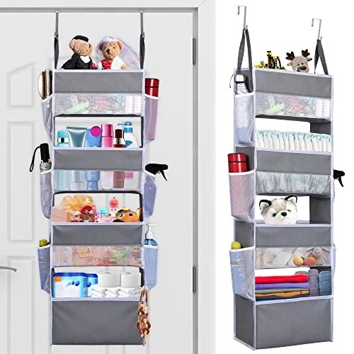 Over Door Organizer with 4 Large Pockets 6 Mesh Side Pockets 33 lbs Weight Ca...