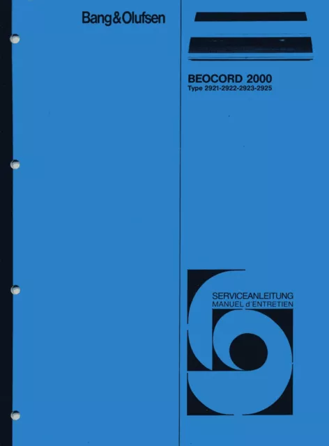 Service Schematics for Bang Olufsen Beocord 2000 (2921,2922, 2923,2925)