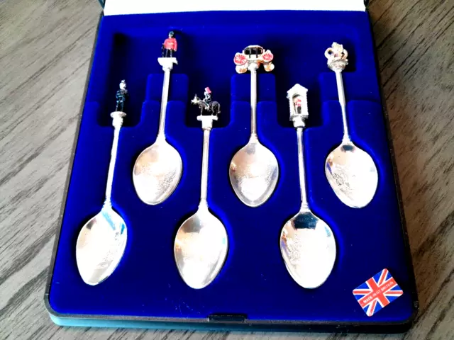 Vintage W.A.P.W. Gt Britain EXQUISITE Silver Plate Souvenir Collector Spoon Set 2