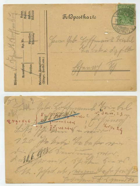 94953 - Mi.Nr. 232 - Postkarte - Heldrungen (Unstrut) 28.6.1923
