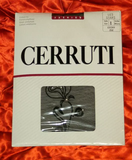 Sheer Pantyhose **CERRUTI** Strumpfhose fein Muster Blüte EBONY/anthrazit S/M