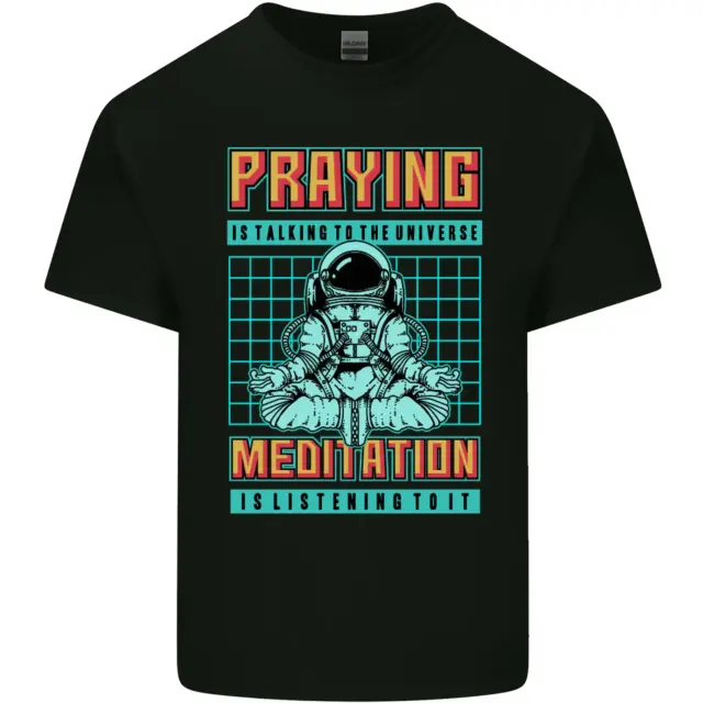 Praying and Meditation Space Universe Yoga Kids T-Shirt Childrens