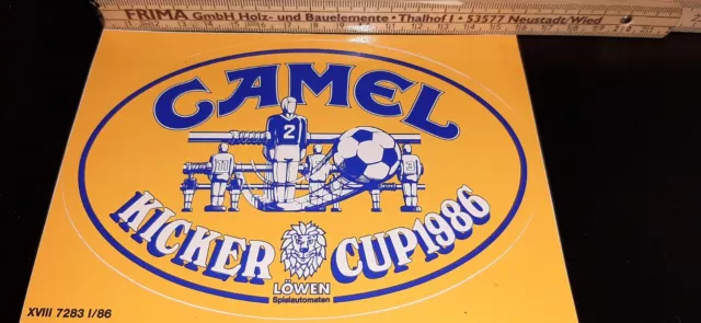 Camel, Aufkleber, oval, Kicker Cup 1986, 14x11cm