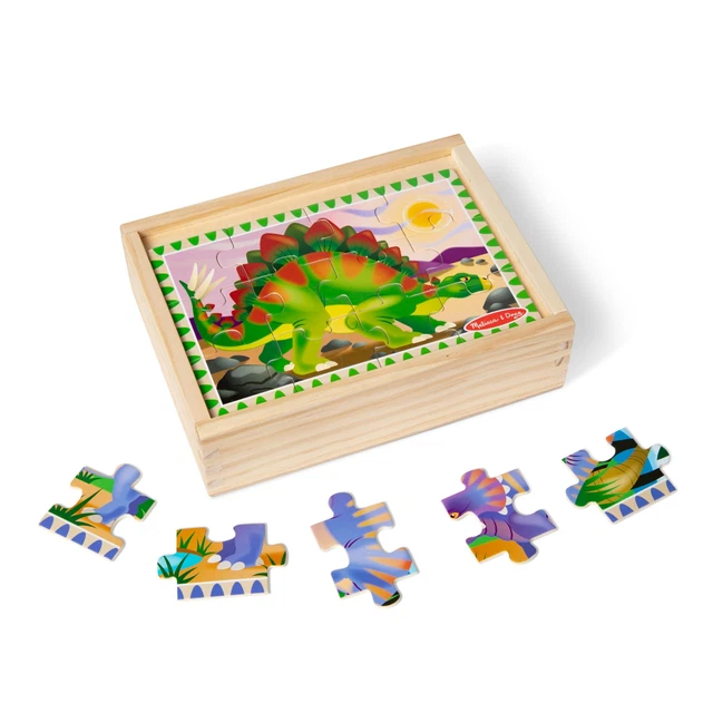 MELISSA & DOUG Wooden Jigsaw Puzzles in a Box Dinosaur 18.19 PicClick