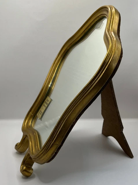 Miroir de style Baroque en bois doré à la feuille d'or 35x20cm
