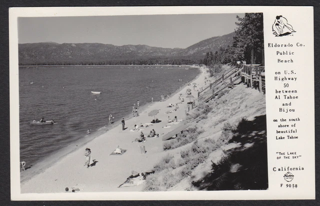 California-El Dorado Public Beach-Lake Tahoe-Frashers Foto-RPPC-Vintage Postcard