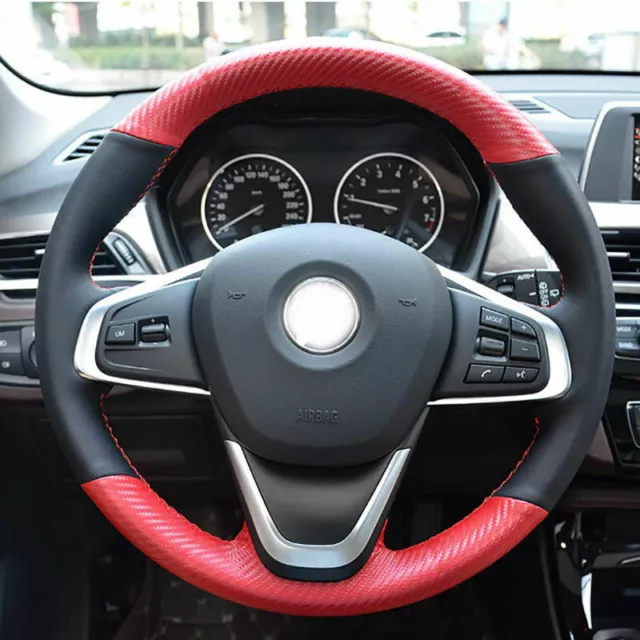 Custom PU Leather Carbon Fiber Steering Wheel Stitch Cover For BMW 220i 218i X1