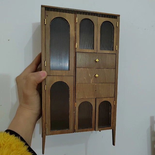 1:6 1:12 Scale Dolls House Miniatures Wardrobe Cabinet Wood Unfinished Furniture