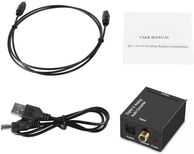 Audio to Analog Converter Adapter 3.5mm Digital Optical Coaxial Toslink DAC RCA