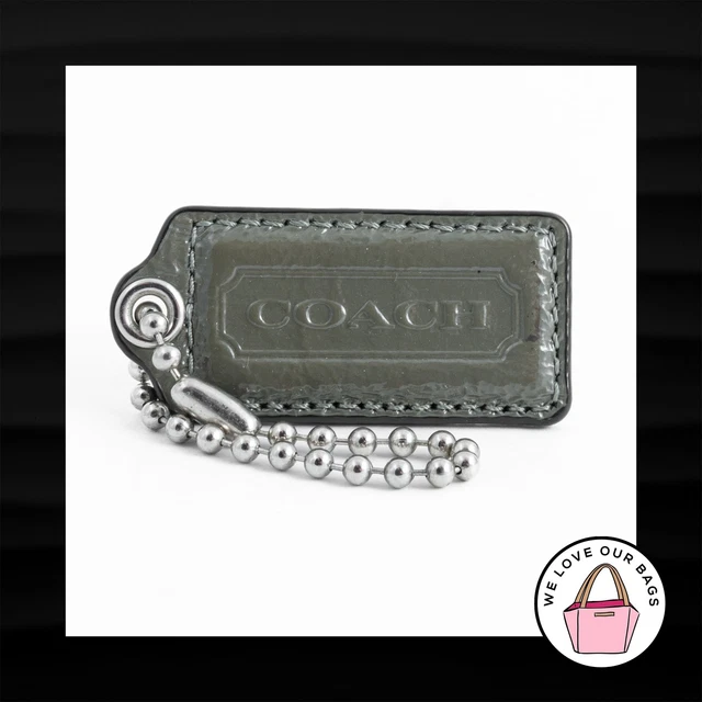 2.5" Large COACH ARMY GREEN PATENT LEATHER KEY FOB BAG CHARM KEYCHAIN HANG TAG