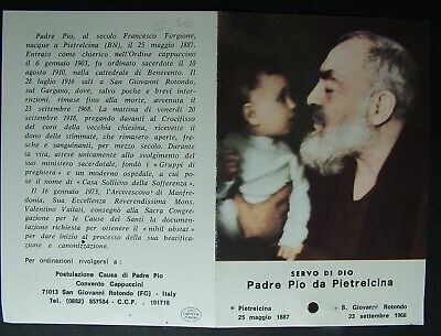 Padre Pio Santino Con Reliquia 1971