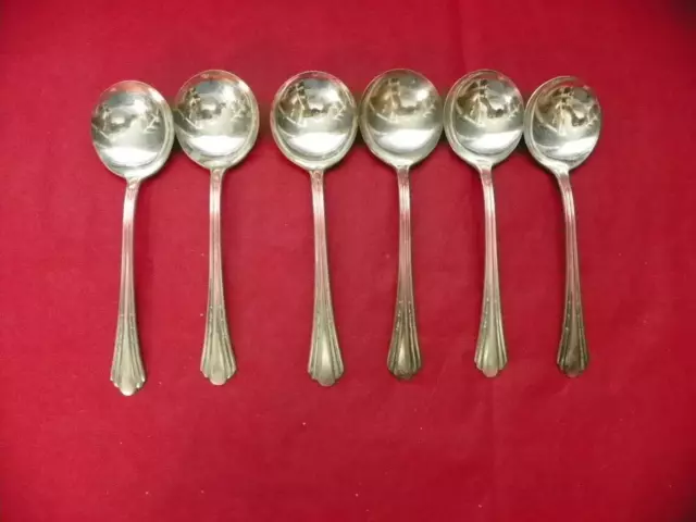 Set Of 6   Racebrook   Round Cream Soup Spoons     Box 91