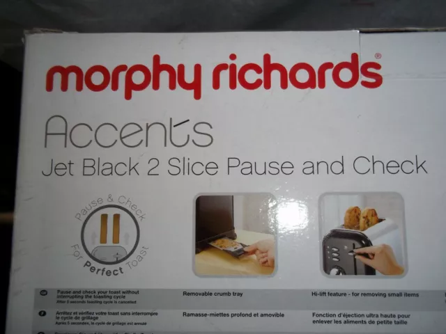 Grille-pain Morphy Richards ACCENTS NOIR acier inoxydable 2 tranches PAUSE&CHECK 44324