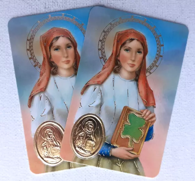 ST DYMPHNA   Prayer   Embossed Medal   CREDIT CARD SIZE   PACK OF TWO