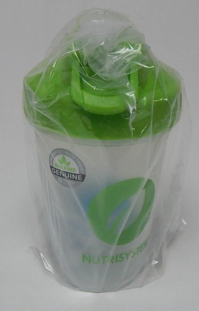 Nutrisystem Flacone Miscelatore Shaker Coppa 591ml Frusta Palla Bpa Free, Verde