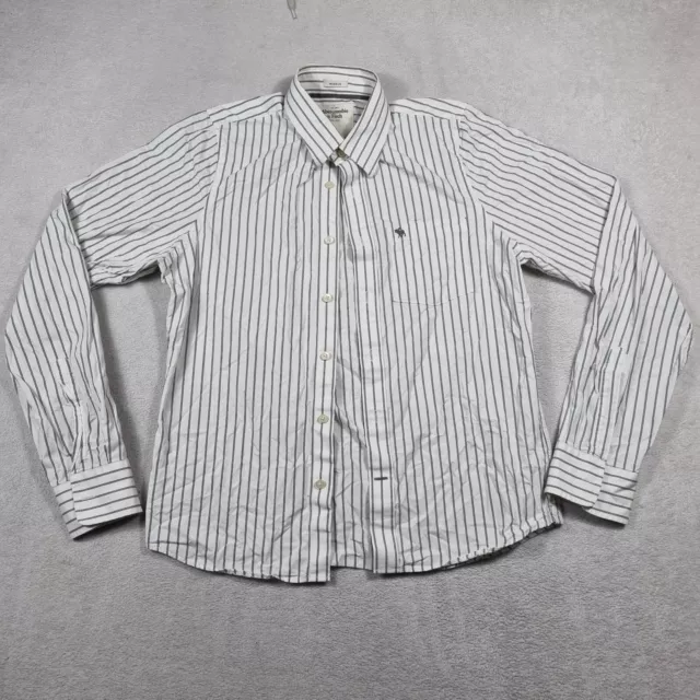 Abercrombie & Fitch Mens Buttons Up Shirt Size XLarge White Striped Long Sleeve