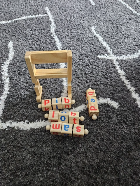 Coogam Wooden Reading Blocks Short Vowel Rods Spelling Games with Flash Cards