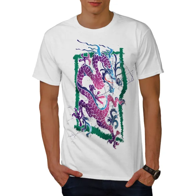 Wellcoda Dragon Oriental Mens T-shirt, Mythical Graphic Design Printed Tee