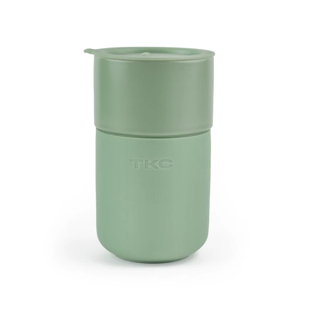 TKC Ceramic Coffee Mug with Lid, Reusable Ceramic Travel Mug 16 OZ Open Box