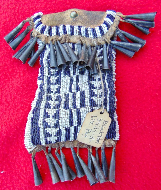 Antique Native American Blackfeet Beaded Strike-A-Lite Bag  From Ranch Estate