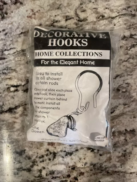 D.S. Home Collection Decorative Shower Curtain Hooks 12 Pack Elegant Home VTG
