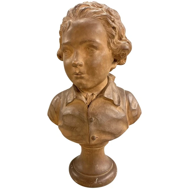 AUGUSTIN PAJOU SIGNED Terracotta Bust of a Boy or Young Man 1,716.44