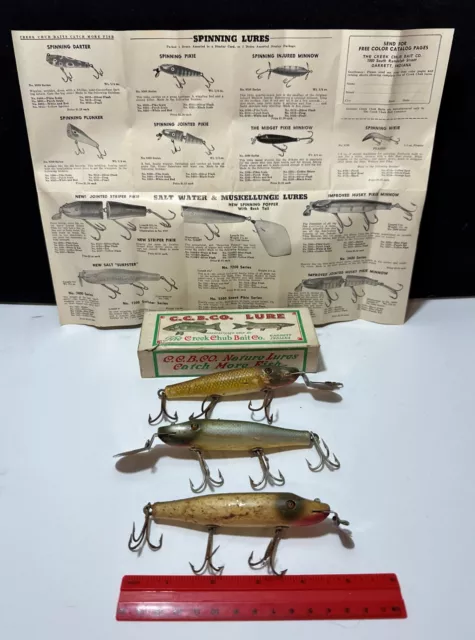 Vtg Creek Chub CCB Co Pikie Wood Fishing Lures 703 Lot Box Glass Eyes to restore Vtg Creek Chub CCB Co Pikie Wood Fishing Lures 703 Lot Box Glass Eyes to restore