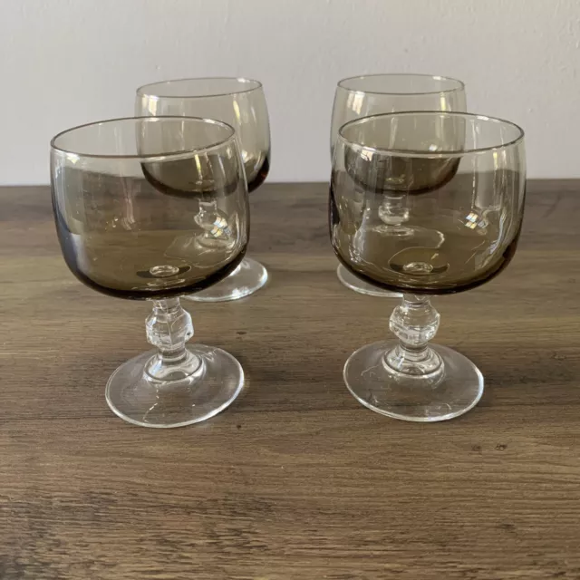 Vintage Smoky French Small Wine Sherry Glasses